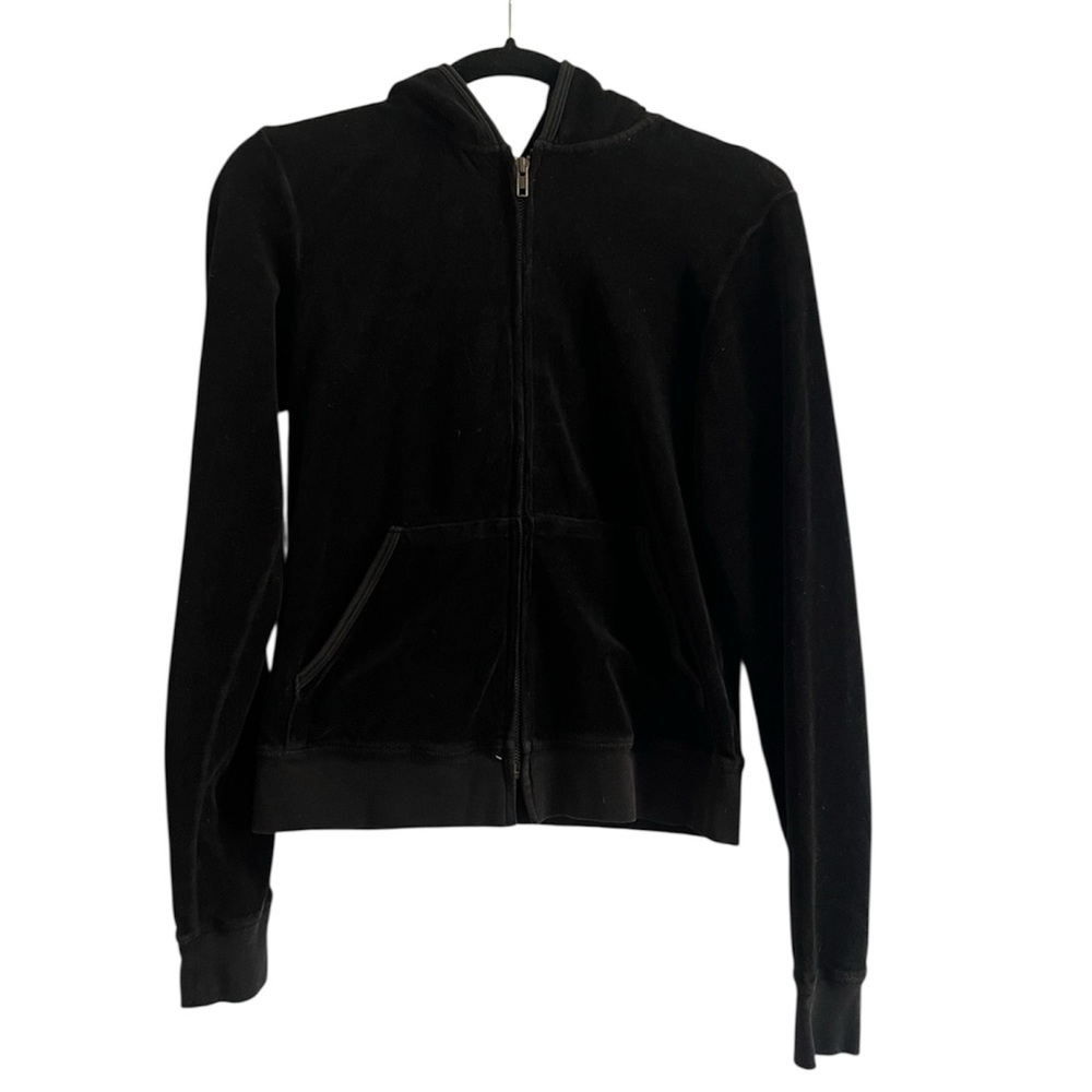 Vintage Juicy Couture Black Velour Zip Up Hoodie